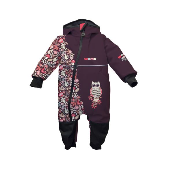 Kids Softshell Overall, OWL, Violet